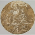 thumbnail image 2 of Sebastiano Conca 20x20 Black Ornate Framed Double Matted Museum Art Print Titled: Venus at the Forge of Vulcan (ca. 1716-18), 2 of 5