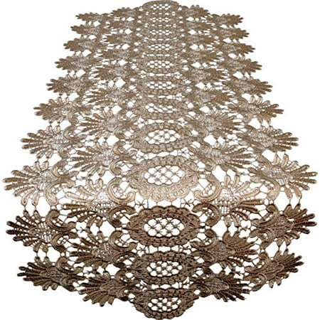 

Doily Boutique Table Runner in Gold Victorian Lace Size 16 x 48 inches Handmade