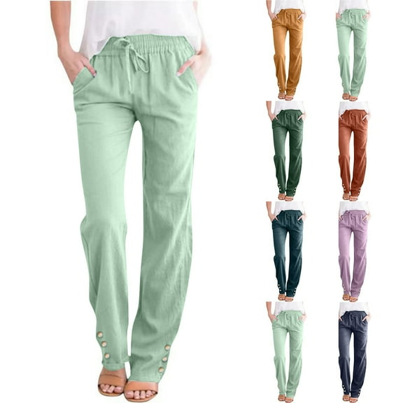 Sentmoon Straight Leg Pants Women Plus Size High Waist Gym Pants Women Loose Wide Leg Solid Color Breathable Womens Athletic Pants Fall Comfy for Sports Wear L