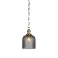 thumbnail image 1 of Zola Chain Hung Pendant In New Age Brass Finish With 7" Smoke Textured Glass, 1 of 1