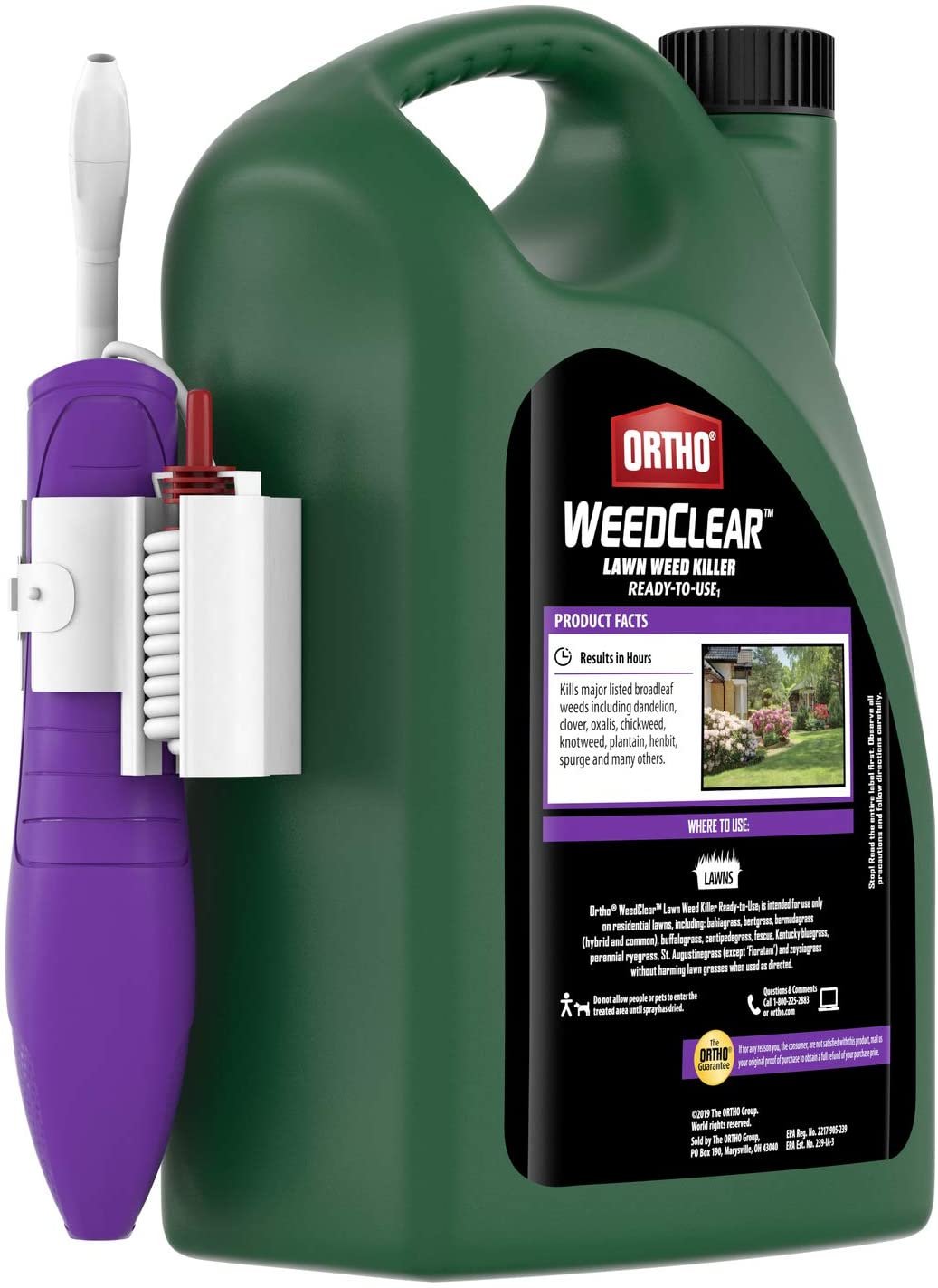 Ortho WeedClear Lawn Weed Killer Ready-to-Use1 - with Comfort Wand, Results in Hours, Kills Dollarweed, Dandelion, Clover and Chickweed to the Root, 1 gal.