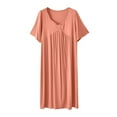 thumbnail image 1 of Tranfacy Chemises de Nuit pour Femmes, Grandes Tailles, Robe de Nuit Décontractée et à la Mode, Couleur Unie, Col Rond, 1 of 4
