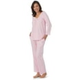 thumbnail image 4 of Aria Women's 100% Cotton 3/4 Sleeve V-Neck Top and Pant Pajama Set, 2pc Set, Sizes S-3X, 4 of 7