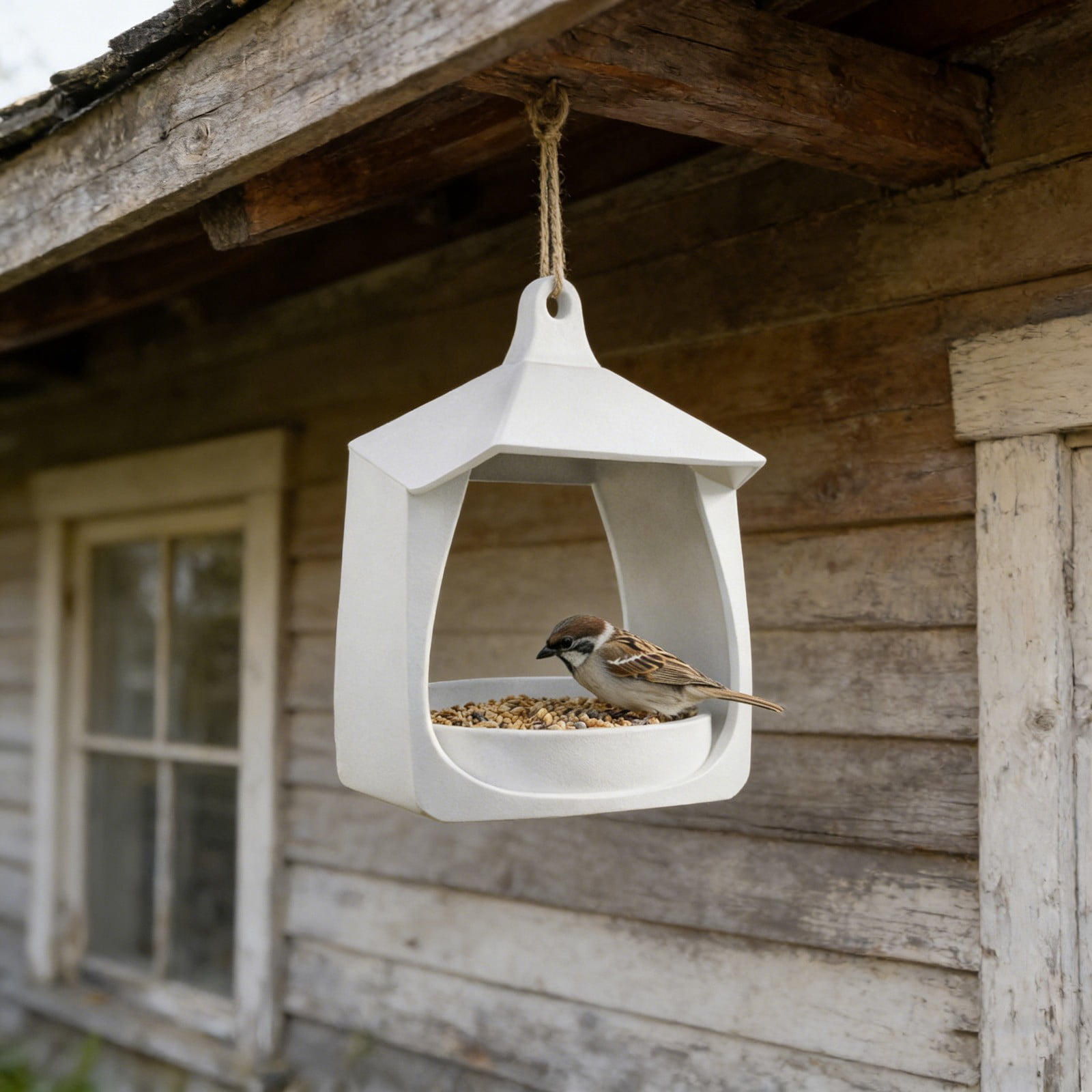 Bird Feeders for Outside Hanging, Wild Bird Feeder House for Cardinals Finches Wooden Bluebird Feeder Mealworm Feeder Outdoor Wood Platform Bird House Feeder
