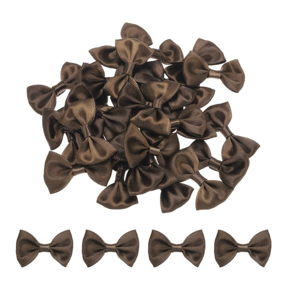 Uxcell 30pcs Dark Brown Bow Ties 1.5"x1" Mini Bowknot for Crafting Little Satin Bows