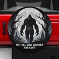 thumbnail image 2 of Lotusprinthandmade Bigfoot in Forest Spare Tire Cover With Backup Camera Hole 6 Sizes (30 in.), funny bigfoot wheel protector, novelty bigfoot tire cover, 2 of 6