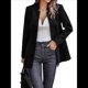 thumbnail image 2 of Chaqueta Blazer Informal de Oficina para Mujer, de Larga, con Solapa y Abertura Frontal. Negro L, 2 of 8