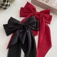 thumbnail image 5 of CXHEGBEJ 3pcs Large Bows 14inch Long For Womens Hair Big Bow Clip Scarf French Barrette With Long Silky Satin Ribbon Plain Color Bowknot Hairpin Hair Slides Headdress Grey+Blac+White, 5 of 7
