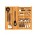 thumbnail image 1 of Yofidra Pure Bamboo Silverware Drawer Organizer: 16.9x18.9 Expandable Large Silverware Utensil Tray Holder, 5-Compartment with 6 Card Slots Flatware Organizer Kitchen Organize, 1 of 7