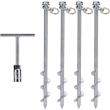 

Ground Anchors Screw in - Tent Stakes Heavy Duty - Trampoline Anchor Kit - Earth Anchor - Swing Set Anchors for Metal Swing Set - Trampoline Stakes Anchors High Wind - Shed Anchor Kit - Tree Stakes