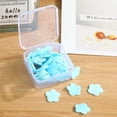 thumbnail image 1 of DPWOUM 100 hojas de papel de jabón de viaje portátiles de color azul con forma de flor, copos de jabón de papel desechables, limpieza, lavado de manos, papel higiénico, hojas de jabón, limpiadores par, 1 of 5