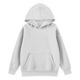thumbnail image 3 of TQWQT Girls Oversized Light Gray Hoodie Size 10-12 Plain Pullover Top Hooded Long Sleeve Basic Kids Preppy Clothes Cute Hoodies 11-12 Years, 3 of 5