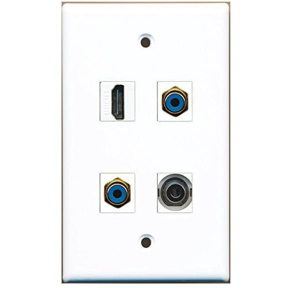 RiteAV - 1 Port HDMI 2 Port RCA Blue 1 Port 3.5mm Wall Plate