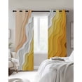 thumbnail image 3 of Yellow Coastal Beach Blackout Curtains, Light Blocking Print Window Curtains, Farmhouse Simple Sea Waves Lines Thermal Insulated Window Drapes for Living Room Kitchen Cafe 2 Panels, 55"W x 39"L, 3 of 9