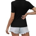 thumbnail image 5 of SNKSDGM Women's Plus Casual Easter Shirt Graphic Tees for Women Trendy Vintage Women's T Shirt Solid Button up Short Sleeved T Shirt T Shirts for Women Plus Size, 5 of 5