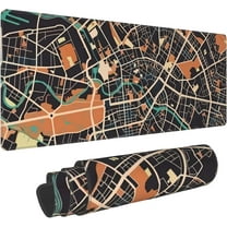Gaming Mouse Pad XL Extended Large Mousepad with Nonslip Rubber Base Stitched Edges Laptop Desk Pad Computer Keyboard Desk Mat for Company Office Home Gamer Gift (Black and Orange City Street Map)