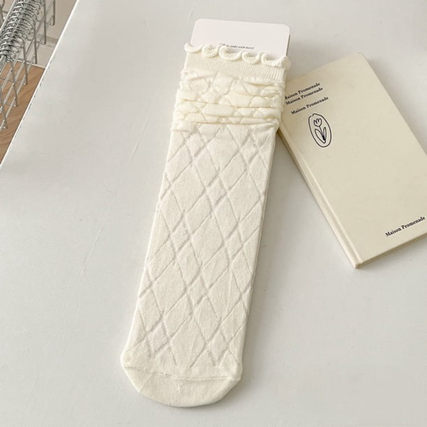 Xiao Hua 6 pares de calcetines finos de algodón para mujer, suaves y hasta el tobillo (blancos, A15)