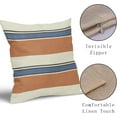 thumbnail image 4 of Orange Blue Striped Pillow Covers 20x20 Set of 2 Boho Stripe Pattern Cream Farmhouse Decorative Throw Pillows Outdoor Modern Line Print Linen Cushion Case with Zipper Decor for Sofa Couch Bed, 4 of 6
