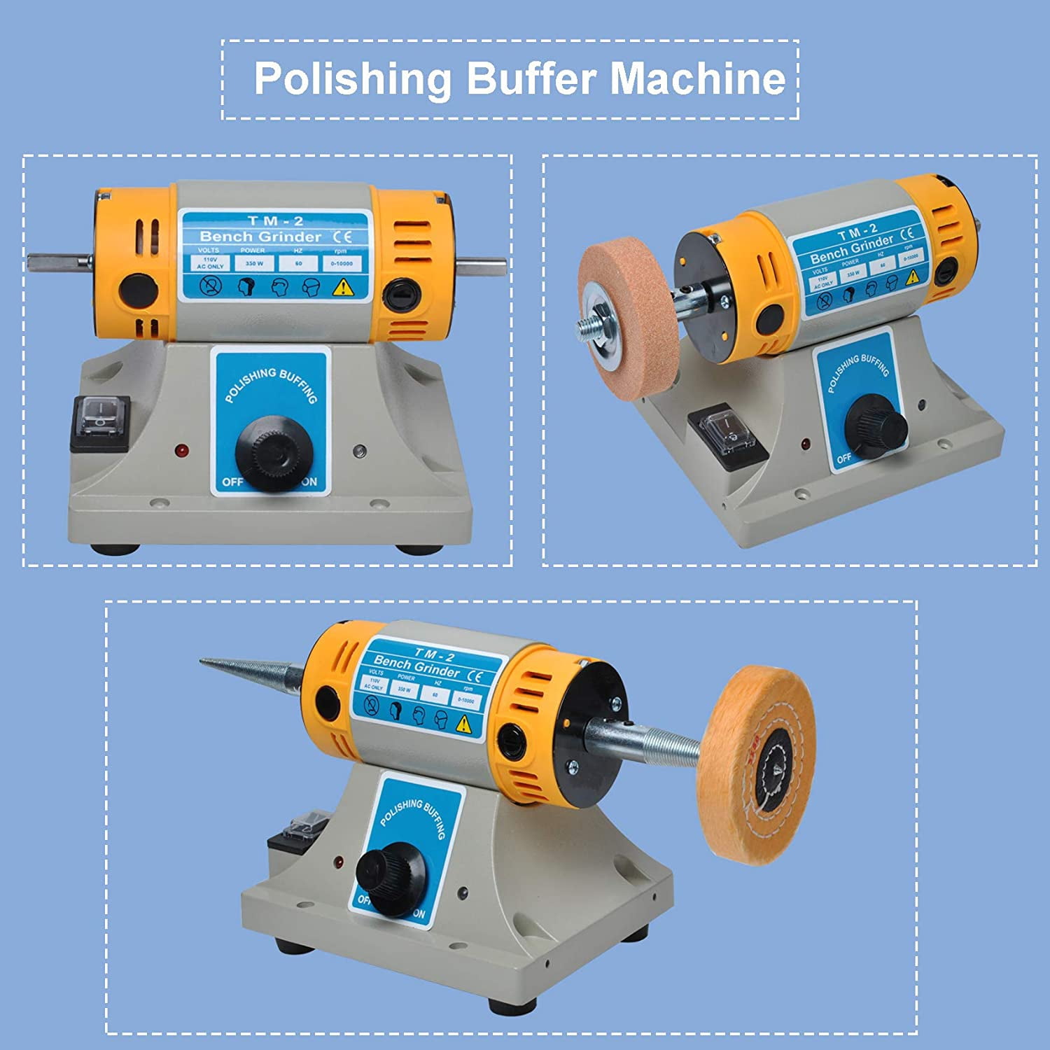 SHANNA TM-2 Jewelry Rock Polishing Buffer Machine Bench Lathe Polisher Kit Rock Tumbler Gem Tools Grinder 200W 110V