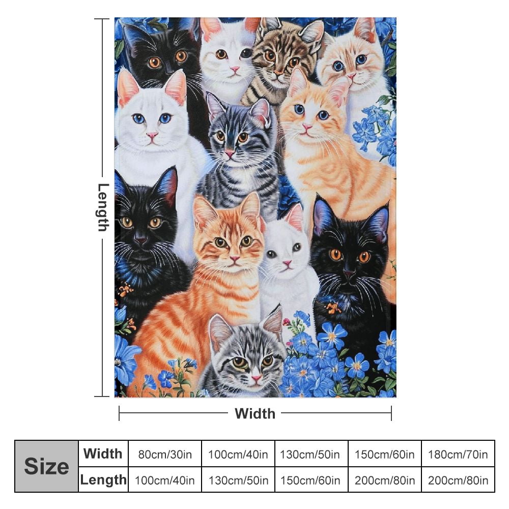 JEUXUS  Collage Kitten Blanket for Bed,Throw Blanket for Unisex and Kids - Super Soft Plush Cat Blankets for Cat Lovers Cats Print Throws Blankets - Queen Size Blanket