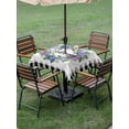 thumbnail image 4 of Outdoor Tablecloth with Umbrella Hole for Patio/Picnic/Party/Camping, Hydrangea Wreath Waterproof Table Cloth Square Cover Washable, Spring Watercolor Floral Botanical Black Plaid (60"x 60"), 4 of 8