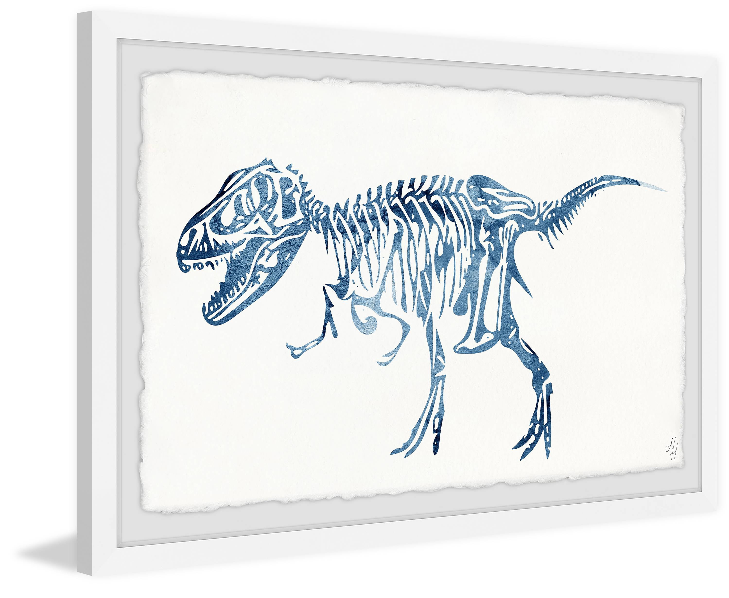 Marmont Hill Blue T-Rex Skeleton Framed Wall Art