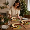 thumbnail image 5 of CHJK 8 Pcs Gradient Woven Round Placemat, 15 x 15 Inch Handmade Braided Heat Resistant Table Mat, Kitchen Dining Decor for Tabletop Protection, 5 of 8