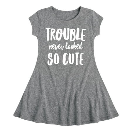 

Instant Message - Trouble Never Looked So Cute - Toddler & Youth Girls Fit & Flare Dress