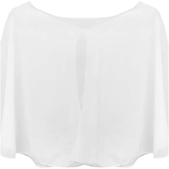 White Chiffon Shawl Wrap Summer Soft Capelet Wedding Bridal Accessory Shoulder Cover Up Bolero Flapper Shawls Shrug Cape Elegant Scarves for Women Evening Formal Dress Bridesmaid Dressy 1pc