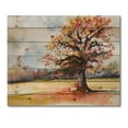 thumbnail image 3 of Designart 'Lone Oak Tree In The Fields With Autum Leaves' Traditional Print on Natural Pine Wood, 3 of 5