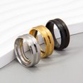 thumbnail image 5 of 8mm Men's Stainless Steel Geometric Ring 3 Colors (Silver/Black/Gold) Size 7-13, 5 of 6