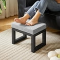 thumbnail image 5 of 16 Inch Small Foot Stool Ottoman, Rectangle Linen Foot Rest with Padded Seat and Metal Legs, Modern Ottoman Foot Rest for Living Room Bedroom Entryway Couch, Grey-Blue WBD001L, 5 of 14