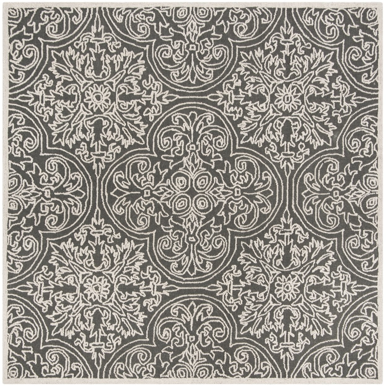 SAFAVIEH Trace Burton Geometric Wool Area Rug, Dark Grey/Light Grey, 4' x 6'