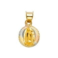 thumbnail image 2 of 14K Tri Color Gold Diamond Cut Our Lady of Guadalupe Stamp Charm Pendant with 2mm Hollow Cuban Bevel Chain Necklace - 16", 2 of 6
