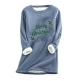 thumbnail image 1 of Offres Flash! Aqestyerly Hauts de Noël pour Femmes Liquidation Mode Féminine Impression de Noël Manches Régulières Hiver Ample Vacances Décontracté Col Rond Chemise Hauts, 1 of 2