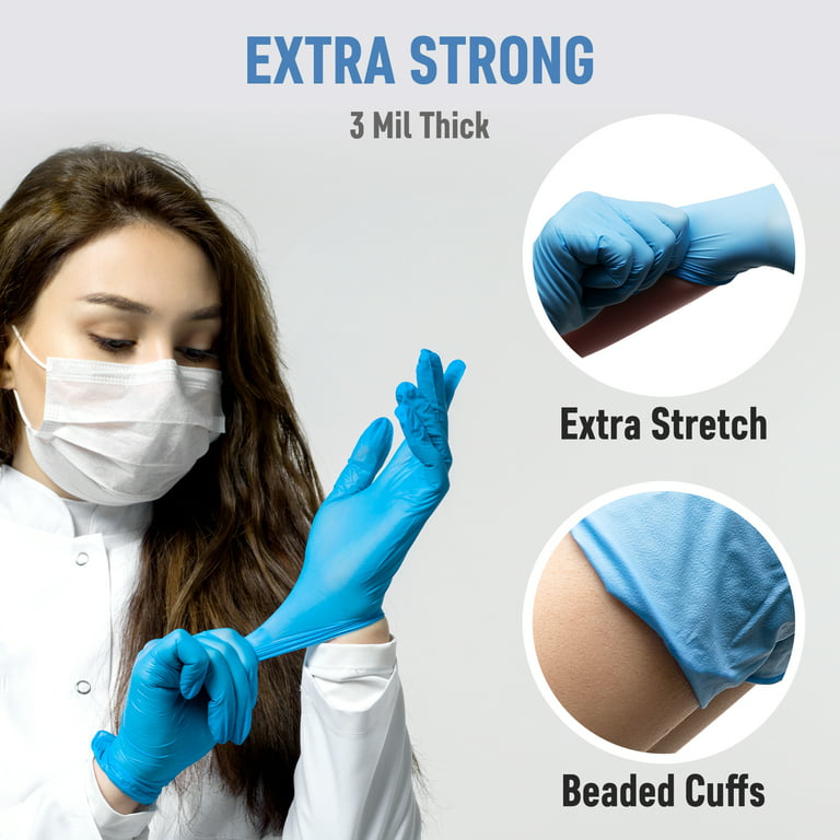 SwiftGrip Disposable Nitrile Exam Gloves, 3-mil, Blue, Nitrile Gloves  Disposable Latex Free, Medical Gloves, Cleaning Gloves, Food-Safe Rubber  Gloves