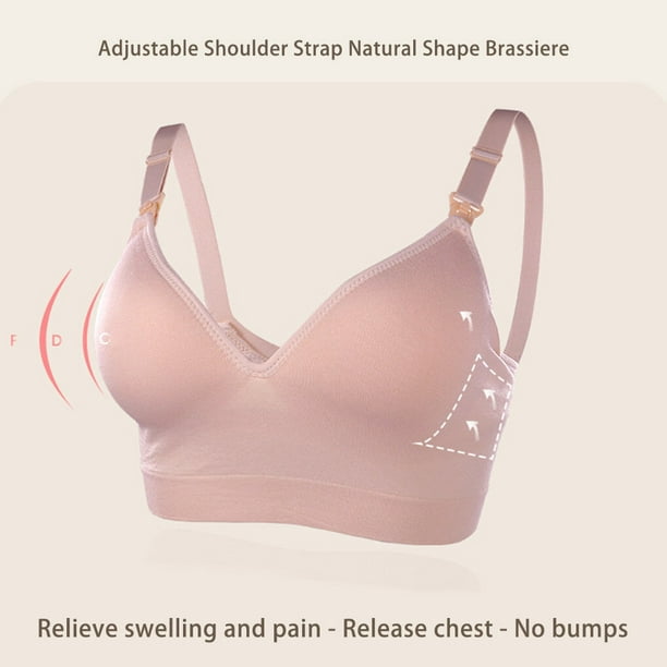 kurtrusly Women Nursing Bra Maternity Pregnancy Bras Breastfeeding Sexy  Front Buckle Top Natural Shape Wireless Underwear Pink L 