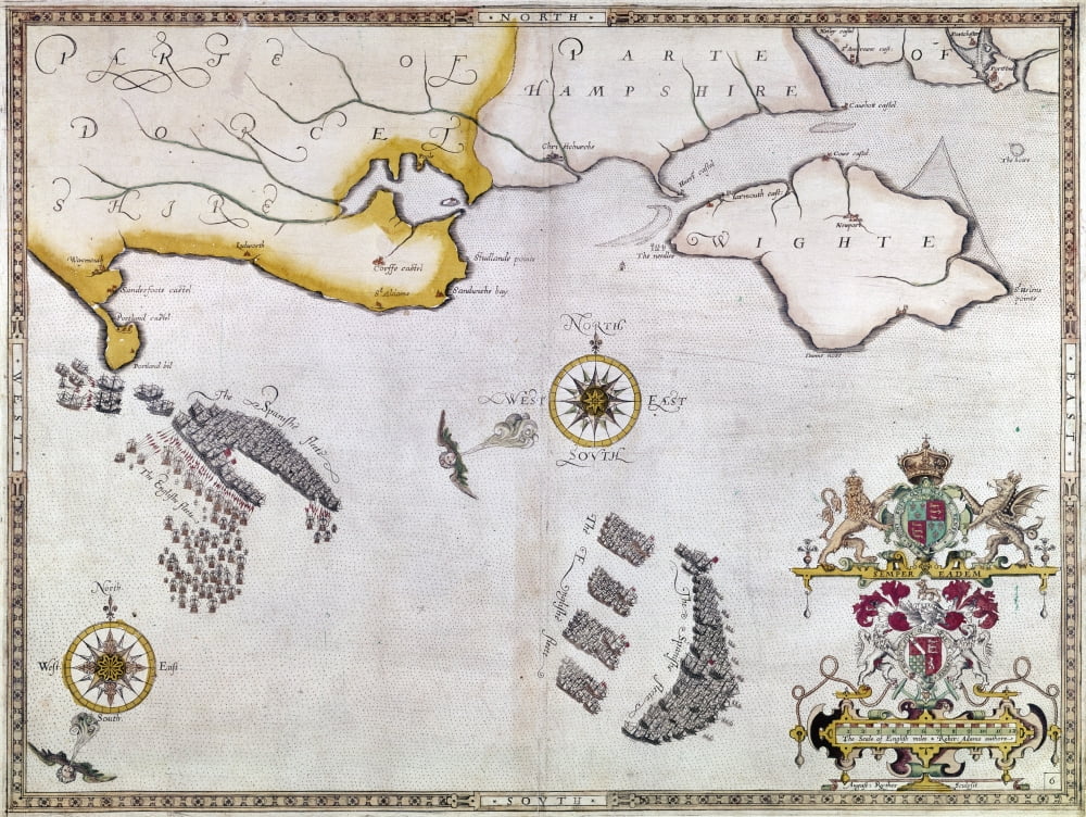 Spanish Armada 1588 Nthe English Royal Navy Going Into Action Against