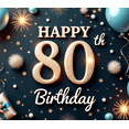 thumbnail image 4 of Elegant Design Happy 80th Birthday Banner Colorful Balloons Floral Decor Gift Box Celebration for Milestone Birthday Party Event Decoration, 4 of 7