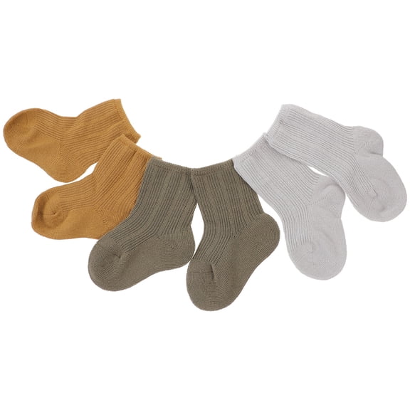 Milisten 3 Pairs Warm Mid Tube Socks for Newborns Breathable Comfortable Non Slip Fit for Boys Age 0 6 Months
