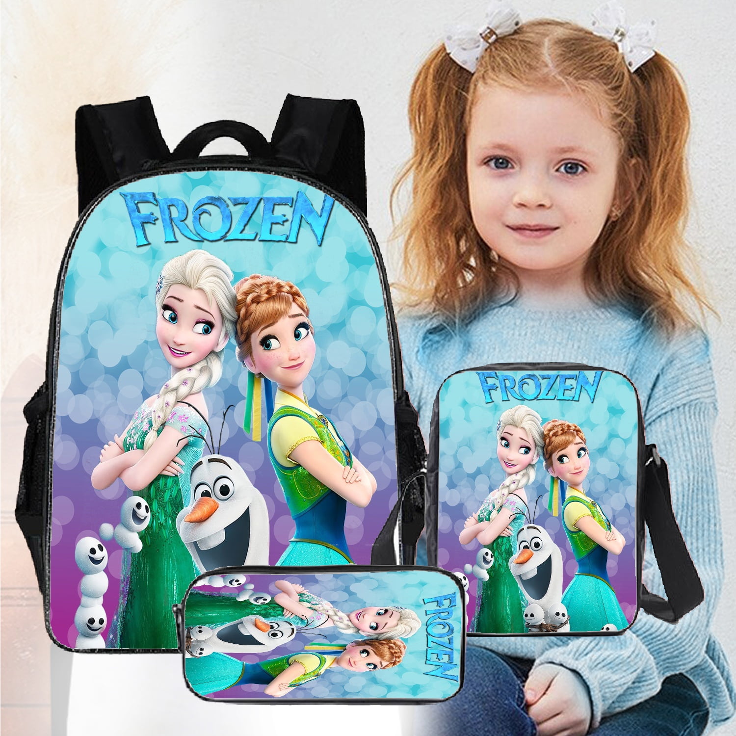 Set of 3 Frozen Princess Cartoon Backpacks For High School,Kids