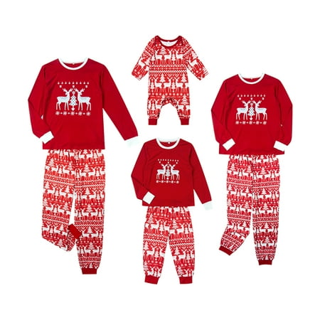 

Family Matching Xmas Parent-child Pjs Outfit Elk Flower Printing Long Sleeve Round Collar Sleepwear/Jumpsuit for Mother/Father/Baby/Children