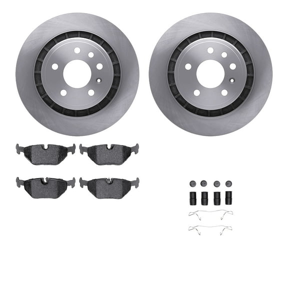 Dynamic Friction Company Rear Brake Rotors with 5000 Advanced Brake Pads includes Hardware 6512-65075