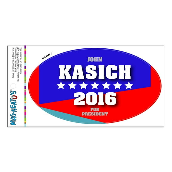 John Kasich For President 2016 Election Campaign MAG-NEATO'S(TM) Euro Oval Vinyl Magnet