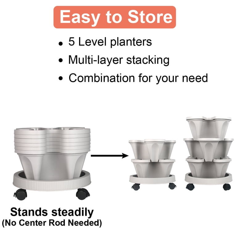 Gamexcel 5-Tier Stackable Planter, Gray photo 2