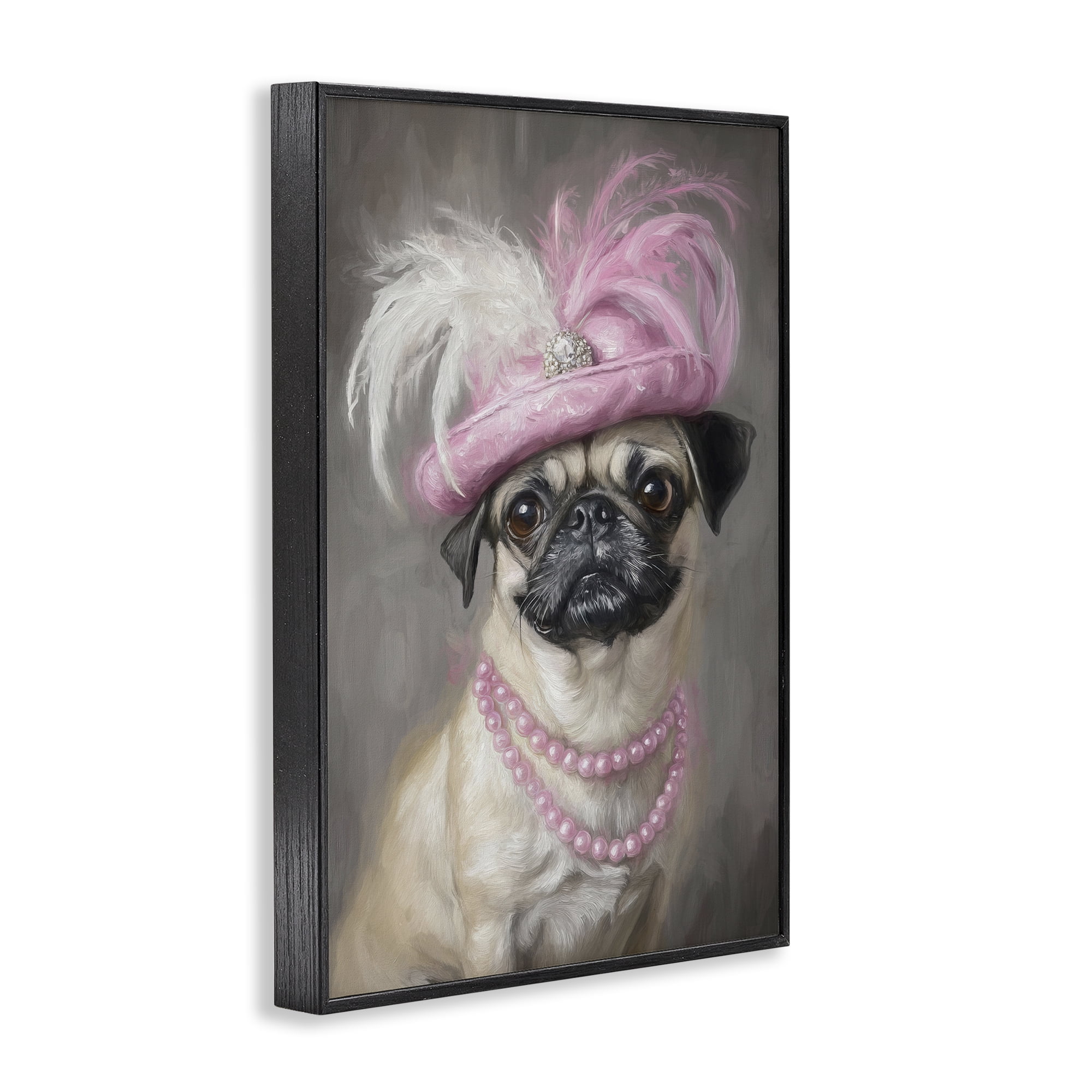 Stupell Industries Lady Pug Portrait Black Framed Giclee Art, design by Tina LeCour