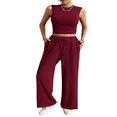 thumbnail image 2 of LYMAYTER Women Casual Outfit Set Solid Color Top Tank Pants Comfy Lounge Wear Everyday Versatile Set S-XL, 2 of 9