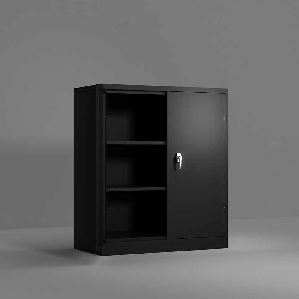 Kepooman 3 Shelf Steel Storage Cabinet, Metal Storage Cabinet with 2 Adjustable Shelves and Lockable Doors for Office or Home, Black Kepooman 3 Shelf Steel Storage Cabinet, Metal Storage Cabinet with 2 Adjustable Shelves and Lockable Doors for Office or Home, Black