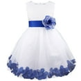 thumbnail image 7 of Alvivi Kids Girls Sleeveless Flower Petals Tulle Dress Formal Elegant Wedding Party Special Dresses Navy Blue 8, 7 of 7