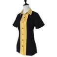 thumbnail image 2 of Women's Elegant Formal Short Sleeve Office Secretary Blouse-black&yellow, 2 of 2